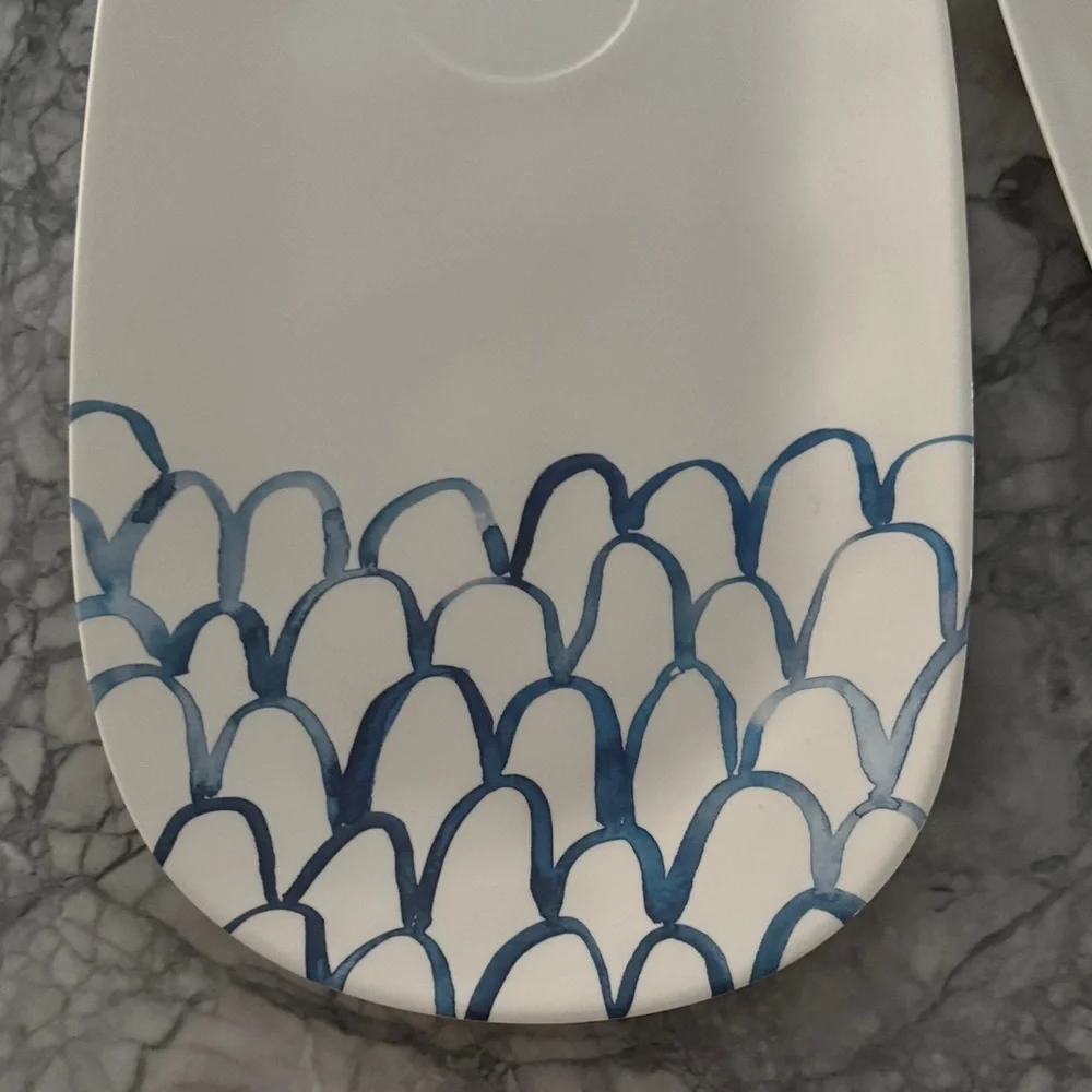 Rae Dunn Oval Melamine Platters (2) with Fish Scale/Mermaid Tail Pattern